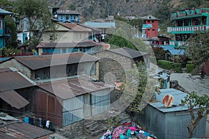 Colorful Jagat mountain village, Annapurna circuit, Nepal