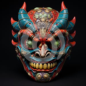 Colorful Japanese Dragon Mask Inspired By Todd Schorr