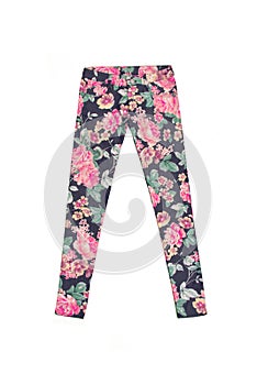 Colorful jeans pants with flower print