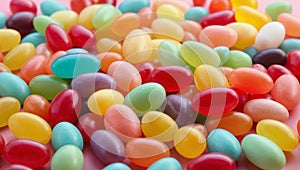 Colorful jelly beans background. Top view. Jelly candy background