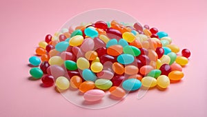 Colorful jelly beans background. Top view. Jelly candy background