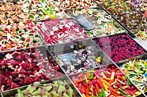 Colorful jelly candies for sale at market