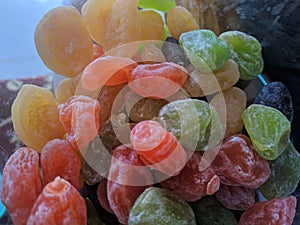 Colorful jellybean candy in a jar