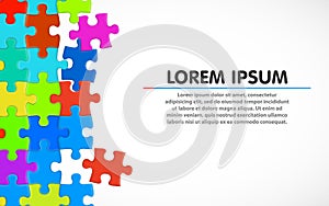 Colorful jigsaw puzzle. Blank simple background.