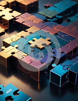 Colorful Jigsaw Puzzle Pieces on Table