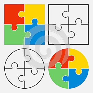 Colorful jigsaw puzzle vector, four pieces