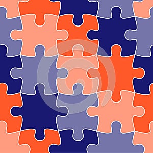 Colorful jigsaw. Seamless puzzle pattern. Autism background. World autism awareness day. Childish design template