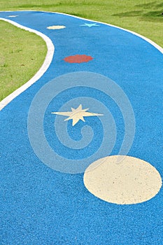 Colorful jogging lane in park