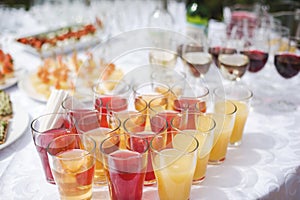 Colorful juice in glasses