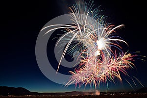 Colorful July 4th Fireworks Celebration at Twilight