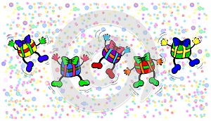 Colorful jumping presents