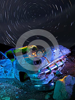 Colorful Junker Car Star Trails photo