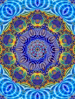 Colorful Kaleidoscope Pattern Indian Blue