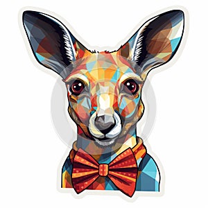 Colorful Kangaroo With Bow Tie Illustration