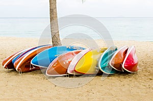 Colorful kayak boats