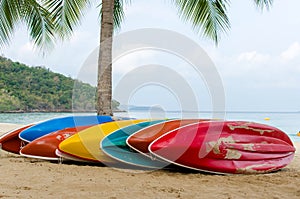 Colorful kayak boats