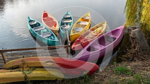 Colorful kayaks