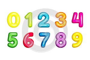 Colorful kid font numbers vector illustration isolated on white