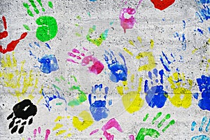 Colorful kids handprints