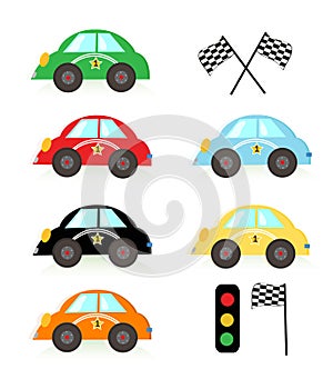 Colorful kids race car vector illustration