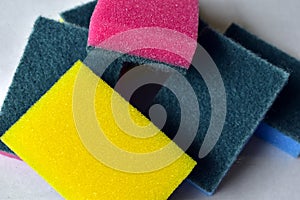 Colorful kitchen sponges for cleaning dishes