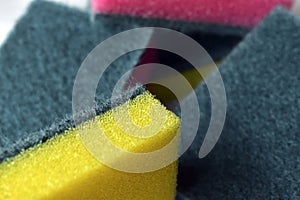 Colorful kitchen sponges for cleaning dishes