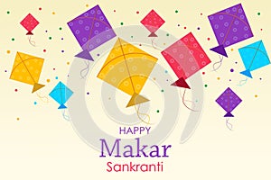 Colorful kite flying for Happy Makar Sankranti religious festival of India