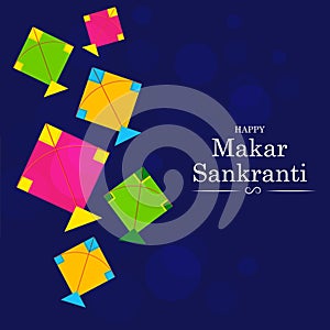 Colorful kite flying for Happy Makar Sankranti religious festival of India