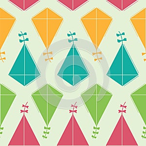 Colorful kite vector seamless pattern