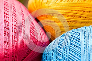 Colorful knitting thread texture, handiwork