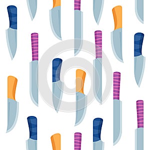 Colorful knives and daggers seamless pattern.