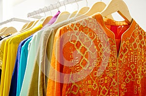 Colorful kurti in clothing store