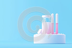 Colorful Laboratory Tools on Blue Background