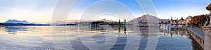 Colorful lake Luzern and town waterfront panoramic view