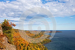 Colorful Lake Superior Shoreline with Dramatic Sky