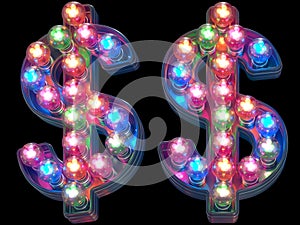 Colorful lamp font. Dollar symbol