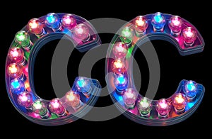 Colorful lamp font. Letter C