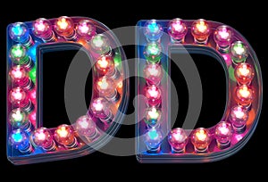 Colorful lamp font. Letter D