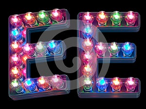 Colorful lamp font. Letter E