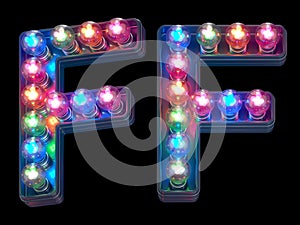 Colorful lamp font. Letter F