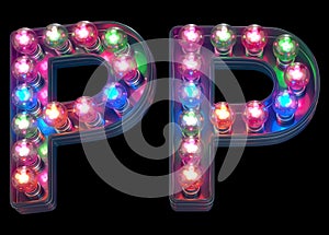 Colorful lamp font. Letter P