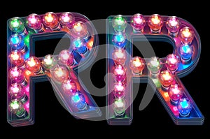 Colorful lamp font. Letter R