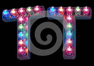 Colorful lamp font. Letter T