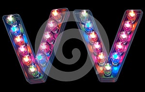 Colorful lamp font. Letter V