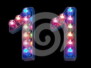 Colorful lamp font. Number 1