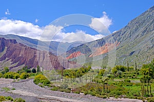 Colorful landscape at the Cuesta De Lipan canyon from Susques to Purmamarca, Jujuy, Argentina photo