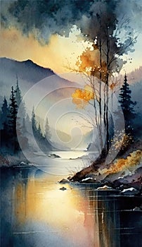 A Colorful Landscape in Watercolor