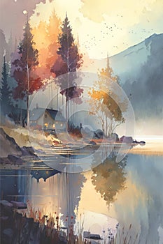 A Colorful Landscape in Watercolor