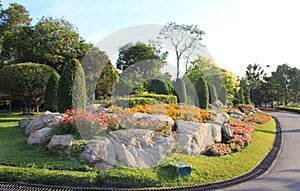 Colorful landscaped formal garden