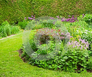 Colorful landscaped formal garden.